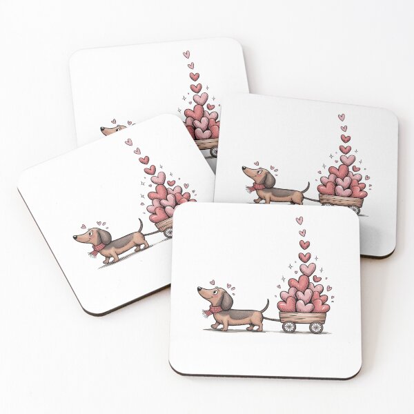 Item preview, Dachshund Pulling a Wagon of Hearts designed and sold by jkrphoto.