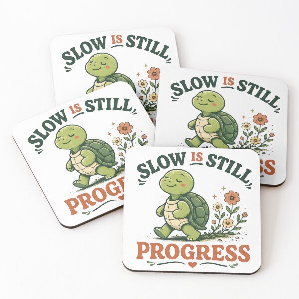 Item preview, Slow Is Still Progress Turtle Quote Sticker  Cute Mental Health & Personal Growth Design designed and sold by  MAD's Recreation Studio.