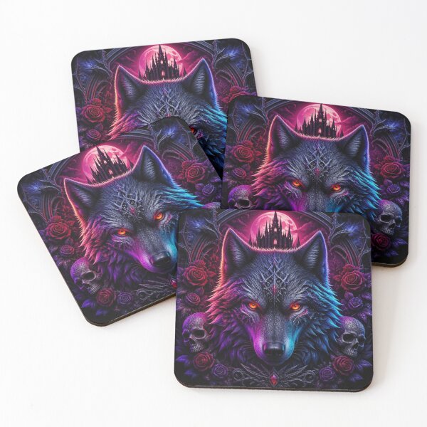 Item preview, Gothic Cyberpunk Wolf with Skulls and Roses designed and sold by AgnesB77.