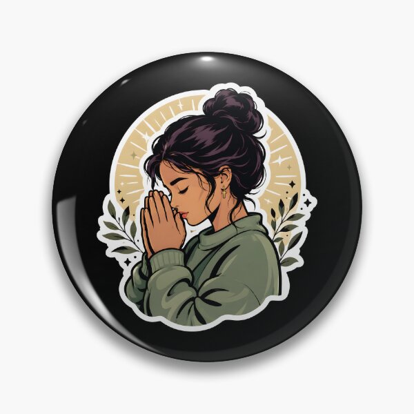Item preview, Spiritual Christian Praying Woman Faith Art designed and sold by DrawHandArt.