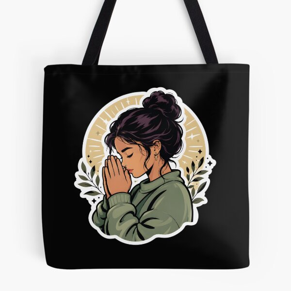 Item preview, Spiritual Christian Praying Woman Faith Art designed and sold by DrawHandArt.