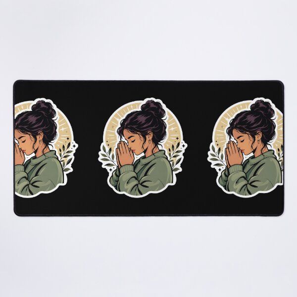 Item preview, Spiritual Christian Praying Woman Faith Art designed and sold by DrawHandArt.