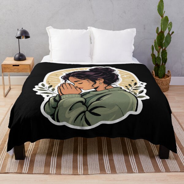 Item preview, Spiritual Christian Praying Woman Faith Art designed and sold by DrawHandArt.
