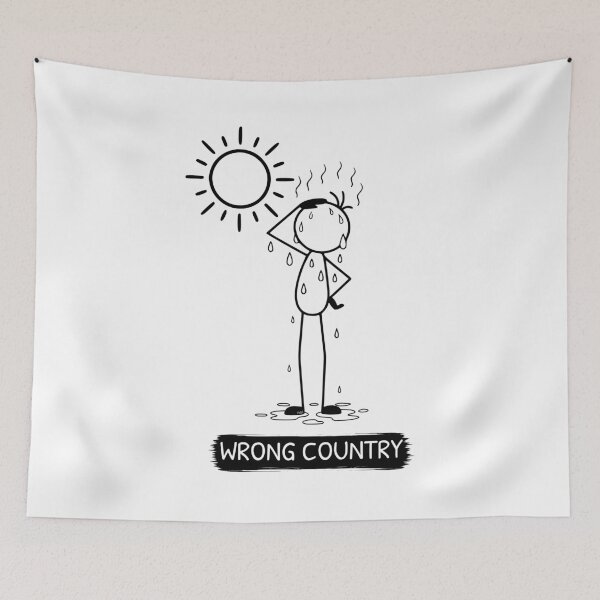 Item preview, Funny Hot Weather T-Shirt | Wrong Country | Summer Humour | Minimalist Stick Figure designed and sold by Pebl-Co.