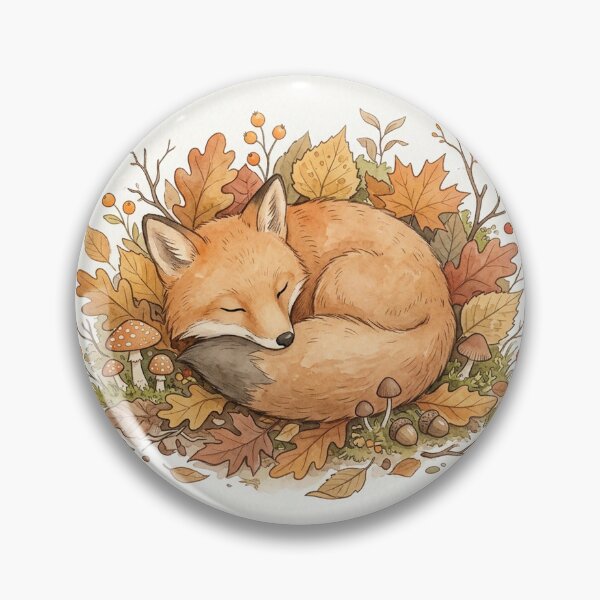 Item preview, Sleeping Fox Autumn Leaves Watercolor designed and sold by AEVORI.