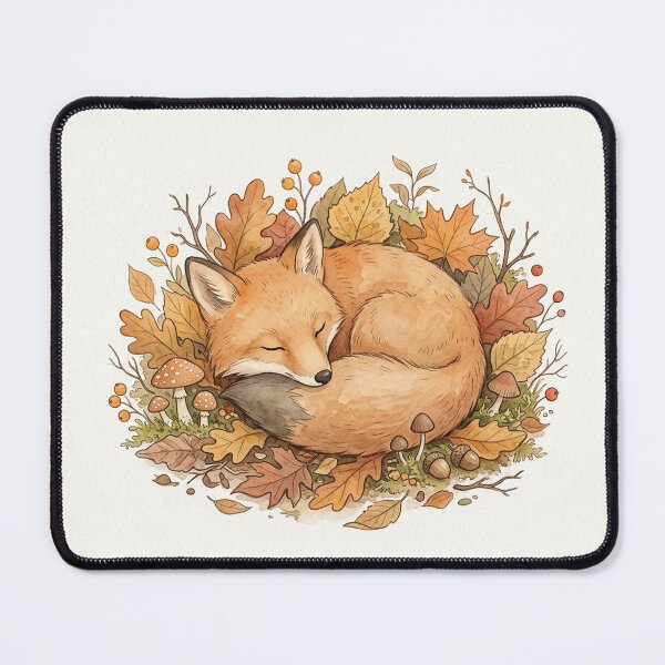 Item preview, Sleeping Fox Autumn Leaves Watercolor designed and sold by AEVORI.