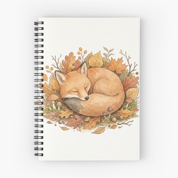 Item preview, Sleeping Fox Autumn Leaves Watercolor designed and sold by AEVORI.