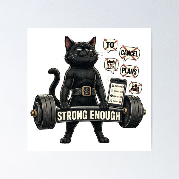 Item preview, Funny Introvert Black Cat Gym Gift designed and sold by Gentlestate.