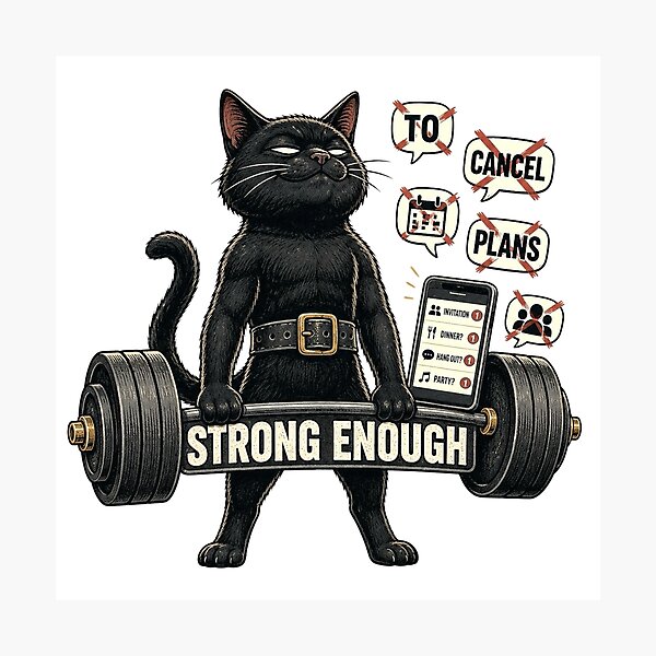 Item preview, Funny Introvert Black Cat Gym Gift designed and sold by Gentlestate.