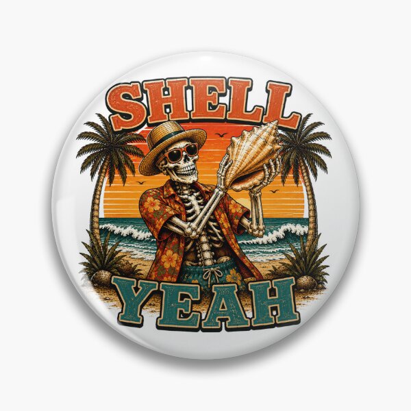 Item preview, Shell Yeah Funny Beach Skeleton Summer Vacation designed and sold by the-dovlat.
