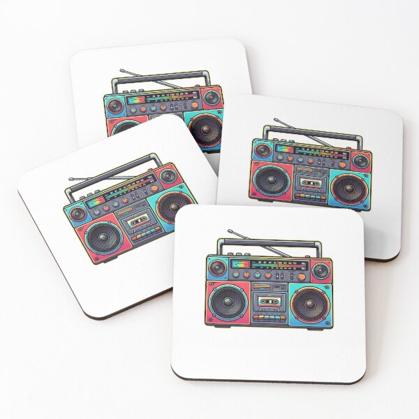 Item preview, Retro Boombox Musical Notes Colorful Vintage Cassette Player designed and sold by Omarmadani.