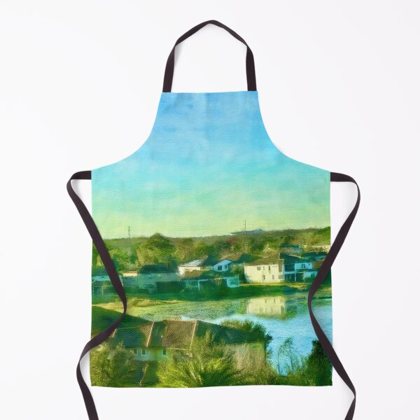 Item preview, Peaceful Lakeside Village Landscape designed and sold by Pamela Storch.