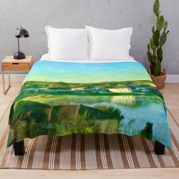 Item preview, Peaceful Lakeside Village Landscape designed and sold by Pamela Storch.