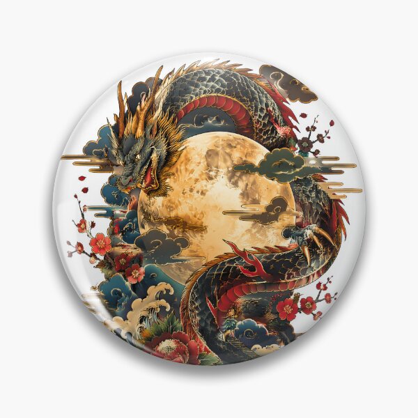 Item preview, Japanese Moon Dragon | Full Moon Mythology Tattoo Art designed and sold by kaxymax.