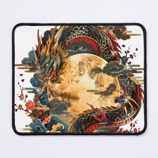 Item preview, Japanese Moon Dragon | Full Moon Mythology Tattoo Art designed and sold by kaxymax.