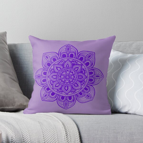 Blue Mural Mandala - Art&Deco By Natasha Throw Pillow