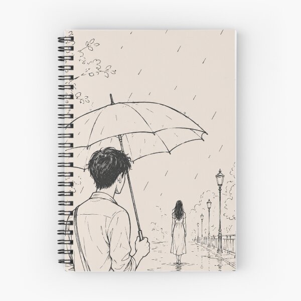 Item preview, Walking Away in the Rain - Minimalist Line Art designed and sold by Paramita Sen.