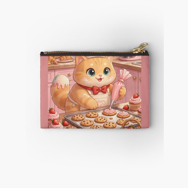 Item preview, Cute Baker Cat Decorating Strawberry Cookies designed and sold by Moody Vibes Studio.