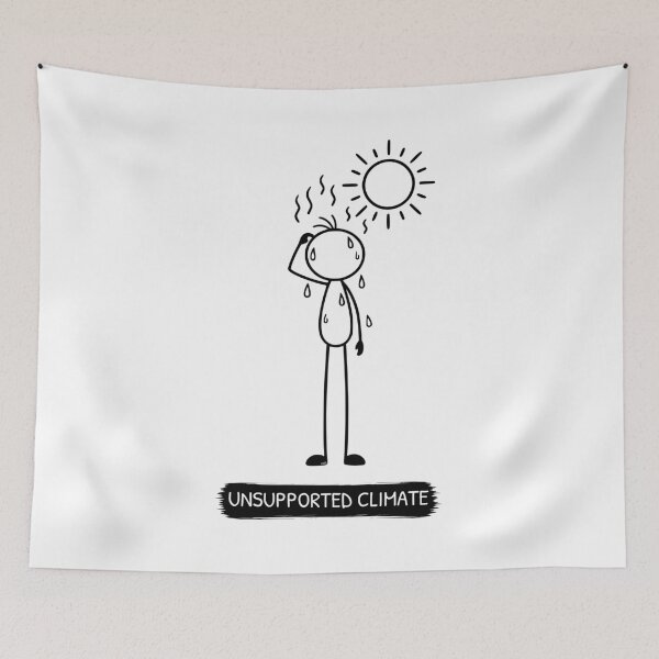 Item preview, Funny Hot Weather T-Shirt | Unsupported Climate | Summer Humour | Minimalist Stick Figure designed and sold by Pebl-Co.