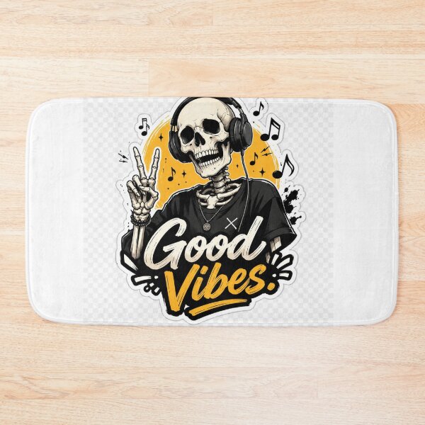 Item preview, Good Vibes Skeleton Sticker | Music Lover Skeleton Design | Cool Headphones Skeleton Art designed and sold by SkeletonMood.