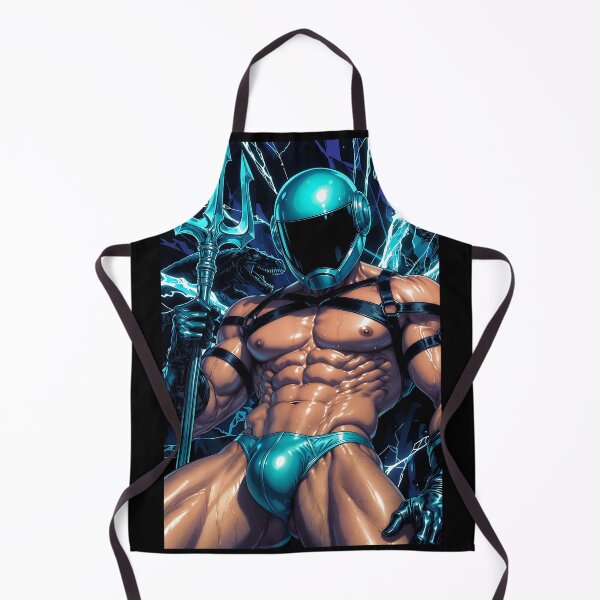 Item preview, Cyber Neptune Warrior with Trident – Ocean Sci-Fi Fantasy Illustration designed and sold by ZhivanCrimson.