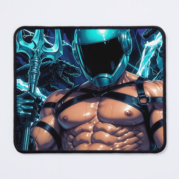 Item preview, Cyber Neptune Warrior with Trident – Ocean Sci-Fi Fantasy Illustration designed and sold by ZhivanCrimson.