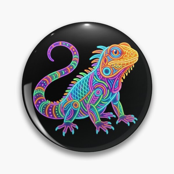 Item preview, Neon Iguana Colorful Glowing Lizard Psychedelic Reptile Cyberpunk Animal Art designed and sold by PlumArtDesign.