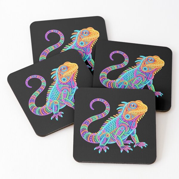 Item preview, Neon Iguana Colorful Glowing Lizard Psychedelic Reptile Cyberpunk Animal Art designed and sold by PlumArtDesign.