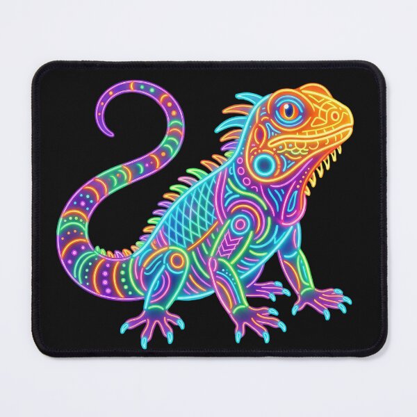 Item preview, Neon Iguana Colorful Glowing Lizard Psychedelic Reptile Cyberpunk Animal Art designed and sold by PlumArtDesign.