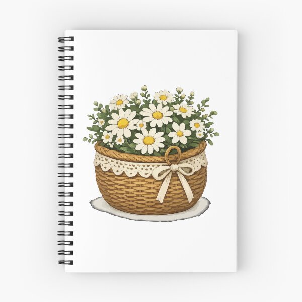 Item preview, Rustic Daisy Flower Basket Cottage core Illustration designed and sold by RidaSalArt.