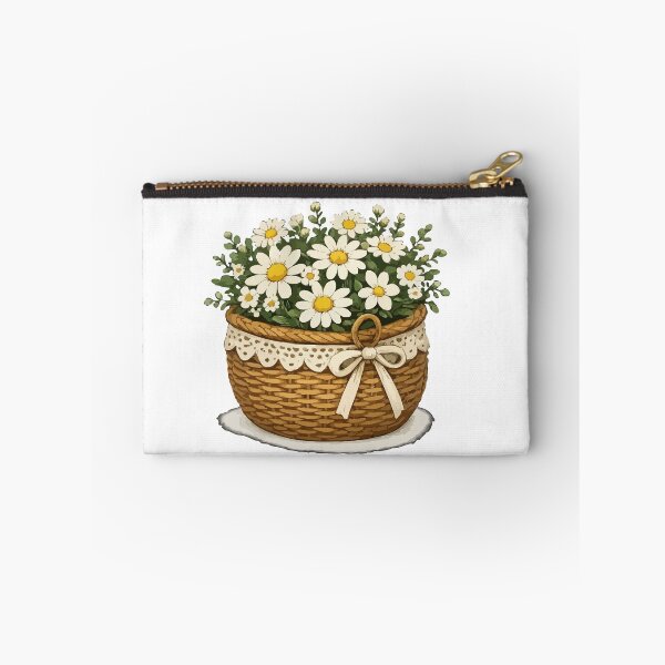 Item preview, Rustic Daisy Flower Basket Cottage core Illustration designed and sold by RidaSalArt.