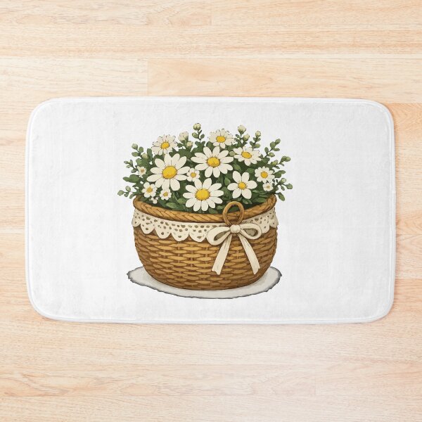 Item preview, Rustic Daisy Flower Basket Cottage core Illustration designed and sold by RidaSalArt.
