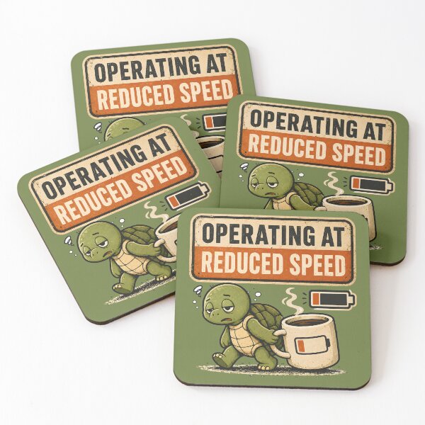 Item preview, Operating At Reduced Speed Funny Burnout Turtle Sticker  Sleepy Coffee Turtle Meme Design designed and sold by  Artistry in Motion by MADsrecreation.
