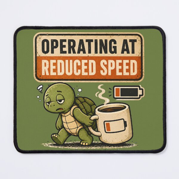 Item preview, Operating At Reduced Speed Funny Burnout Turtle Sticker Sleepy Coffee Turtle Meme Design designed and sold by Artistry in Motion by MADsrecreation.