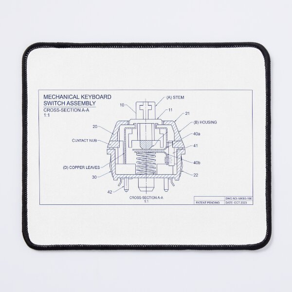 Item preview, Custom Mechanical Keyboard Switch Technical Patent Blueprint designed and sold by cute stuff too.