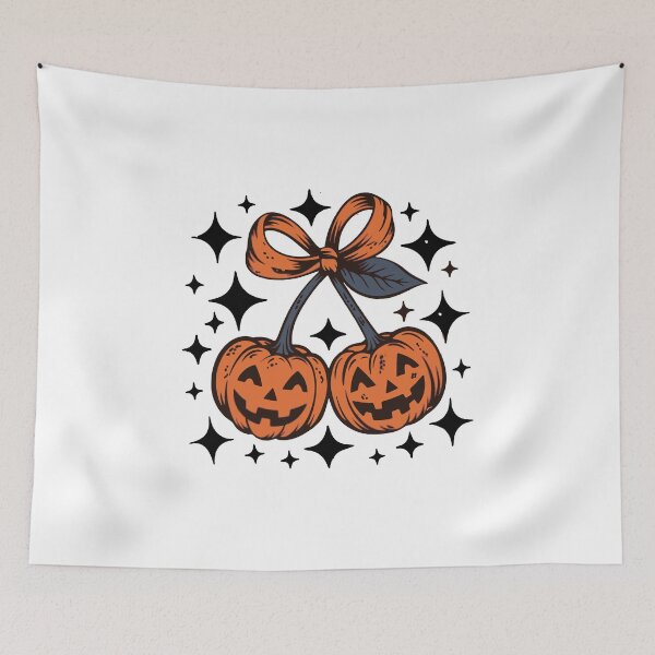 Item preview, Pumpkin Cherries, Autumn Girly, Vintage Halloween Pumpkin, Fall Pumpkin, Boho Pumpkin Coquette, Retro Fall Pumpkin  designed and sold by DesignDenDo ⭐⭐⭐⭐⭐.