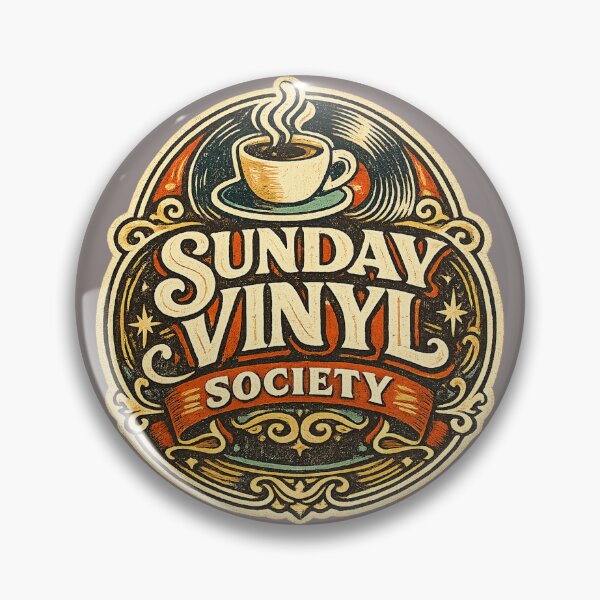 Item preview, Sunday Vinyl Society – Retro Coffee & Record Club Vintage Badge designed and sold by Golden Era Studio.