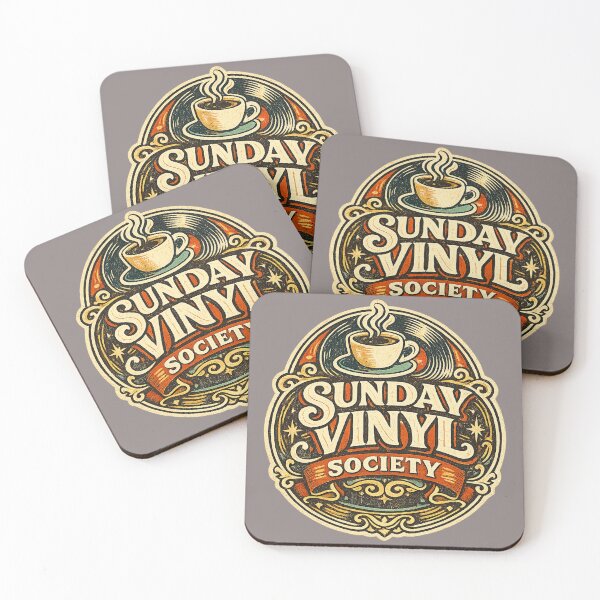 Item preview, Sunday Vinyl Society – Retro Coffee & Record Club Vintage Badge designed and sold by Golden Era Studio.