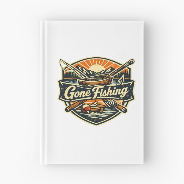 Item preview, Gone Fishing Vintage Badge Retro Outdoor Lake Sunrise Boat Fishing  designed and sold by Artycom.