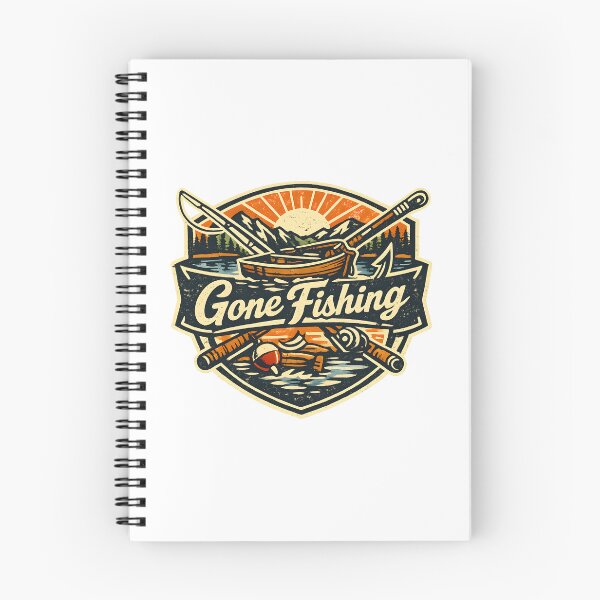 Item preview, Gone Fishing Vintage Badge Retro Outdoor Lake Sunrise Boat Fishing  designed and sold by Artycom.