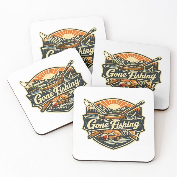 Item preview, Gone Fishing Vintage Badge Retro Outdoor Lake Sunrise Boat Fishing  designed and sold by Artycom.