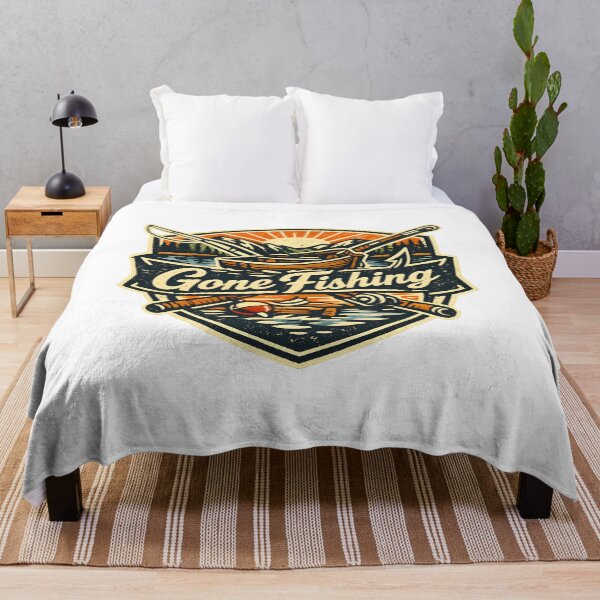 Item preview, Gone Fishing Vintage Badge Retro Outdoor Lake Sunrise Boat Fishing designed and sold by Artycom.