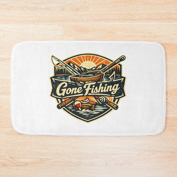 Item preview, Gone Fishing Vintage Badge Retro Outdoor Lake Sunrise Boat Fishing  designed and sold by Artycom.