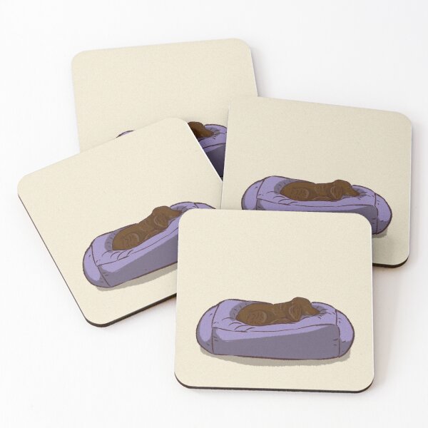Item preview, A cute dog sleeping on purple bed designed and sold by Hessah-HA.