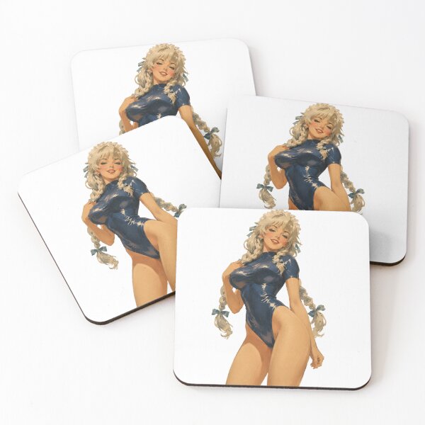 Item preview, Original Silver-Haired Pin-Up Girl | Retro Vintage Blue Bodysuit Illustration designed and sold by Cosplayvintage.