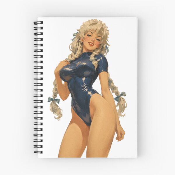 Item preview, Original Silver-Haired Pin-Up Girl | Retro Vintage Blue Bodysuit Illustration designed and sold by Cosplayvintage.