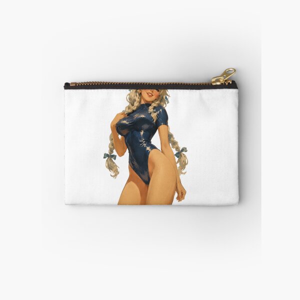 Item preview, Original Silver-Haired Pin-Up Girl | Retro Vintage Blue Bodysuit Illustration designed and sold by Cosplayvintage.