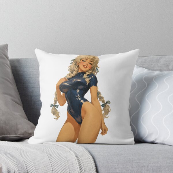 Item preview, Original Silver-Haired Pin-Up Girl | Retro Vintage Blue Bodysuit Illustration designed and sold by Cosplayvintage.