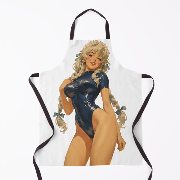 Item preview, Original Silver-Haired Pin-Up Girl | Retro Vintage Blue Bodysuit Illustration designed and sold by Cosplayvintage.