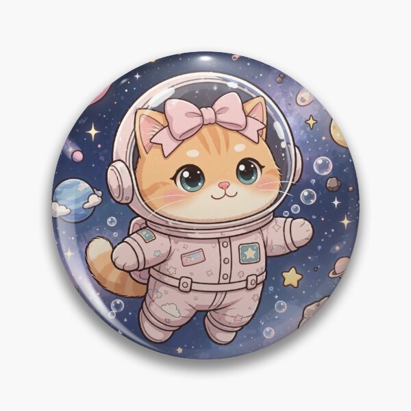 Item preview, Cute Space Cat Astronaut Kawaii Art designed and sold by Moody Vibes Studio.